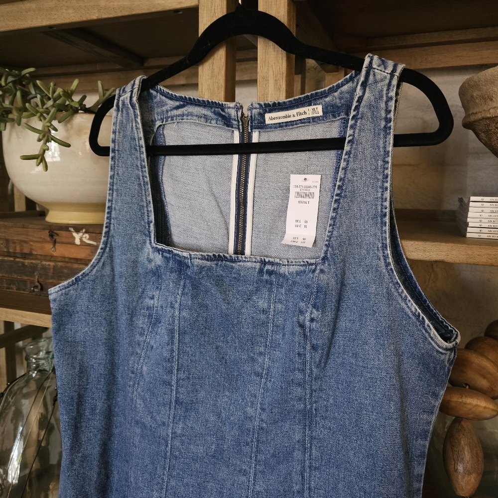 Abercrombie & Fitch Mila Squareneck Denim Mini Dress NWT - Picture 7 of 11